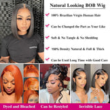 Short Bob Straight 13X4 Transparent Lace Front HD Wig 200 Density Human Hair Pre Plucked Wigs 4X4 Glueless For Black Women