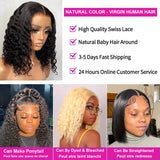 Brazilian Deep Wave Bob Wig 13x4 Lace Frontal Wig Human Hair Natural Hairline Remy Short Curly Closure Wig Preplucked Baby Hair