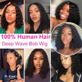 Brazilian Deep Wave Bob Wig 13x4 Lace Frontal Wig Human Hair Natural Hairline Remy Short Curly Closure Wig Preplucked Baby Hair