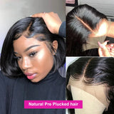 Short Bob Straight 13X4 Transparent Lace Front HD Wig 200 Density Human Hair Pre Plucked Wigs 4X4 Glueless For Black Women