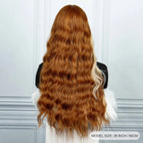 Brown Mix Gold Synthetic Hair Long Wavy Wigs Heat Resistant Fiber Natural Hairline Middle Part For Woman Daily Use