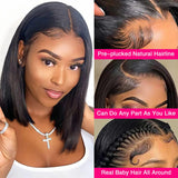 Wig Human Hair Frontal Lace Wig Human Hair Glueless Pre Plucked with Baby Hair Straight Bob Wigs for Black Women Natural Color