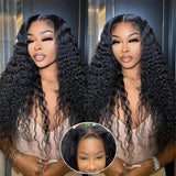 Easy Go Deep Wave Glueless Wigs Human Hair Pre Plucked Pre Cut 5x5 Curly Lace Wigs Human Hair 180 Density Wet And Wavy 6x4 Wigs