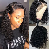 Deep Wave 180% Density Pre-Plucked Side Part Short Bob 13*4 Lace Frontal Brazilian Virgin Human Hair Wigs For Black Woman