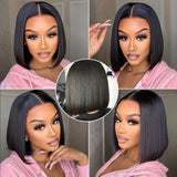 Wig Human Hair Frontal Lace Wig Human Hair Glueless Pre Plucked with Baby Hair Straight Bob Wigs for Black Women Natural Color