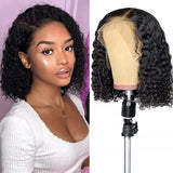 Deep Wave Pre-Plucked Side Part Short Bob 13*4 Lace Frontal Brazilian Virgin Human Hair Wigs For Black Woman