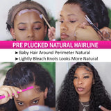 Lace Front Wigs Human Hair Pre Plucked 150% Density Brazilian Kinky Curly Frontal Wig with Baby Natural Black for Women