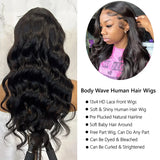 Body Wave Wigs for Black Women Human Hair 150% Density - 13x4 HD Lace Front Wigs Human Hair Pre Plucked with Baby Hair