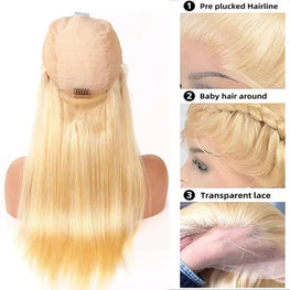 613 Blonde Hd Transparent Lace Frontal Wig 13x4 Front Lace Wig 150% 180% Preplucked Brazilian Straight Human Hair Wigs for Women