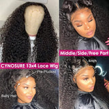 Lace Front Wigs Human Hair Pre Plucked 150% Density Brazilian Kinky Curly Frontal Wig with Baby Natural Black for Women