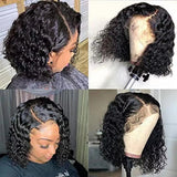 Deep Wave Pre-Plucked Side Part Short Bob 13*4 Lace Frontal Brazilian Virgin Human Hair Wigs For Black Woman