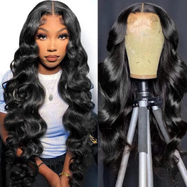 Brazilian Hair Body Wave Closure Wig With Baby Hair Pre Plucked Bleached Knots Hair Remy 13x6 13x4 Transparent Lace Frontal Wig