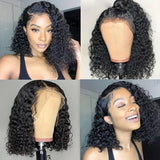 Deep Wave Pre-Plucked Side Part Short Bob 13*4 Lace Frontal Brazilian Virgin Human Hair Wigs For Black Woman