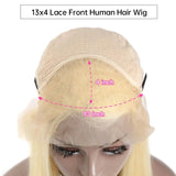 613 Blonde Straight 13x4 HD Transparent Lace Frontal Wig Brazilian Colored Preplucked Wig 180 Density Human Hair For Women