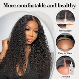 Easy Go Deep Wave Glueless Wigs Human Hair Pre Plucked Pre Cut 5x5 Curly Lace Wigs Human Hair 180 Density Wet And Wavy 6x4 Wigs