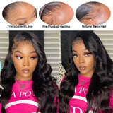 Brazilian Hair Body Wave Closure Wig With Baby Hair Pre Plucked Bleached Knots Hair Remy 13x6 13x4 Transparent Lace Frontal Wig